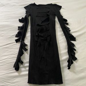 One size black stretchy slashed dress sexy Halloween costume